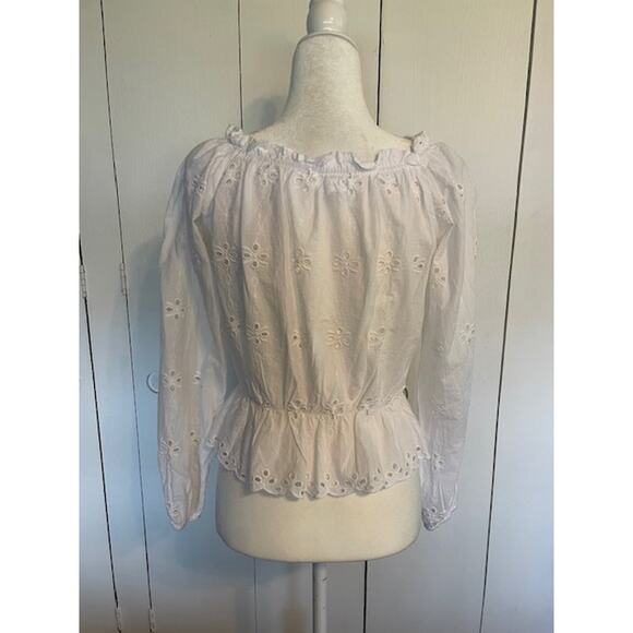 Japra Women's size Medium 100% Cotton Boho White‎ Blouse - Picture 3 of 4